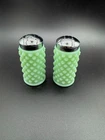 Vintage Mosser Jadeite Hobnail Milk Glass Salt & Pepper Shakers LOVELY SPRING