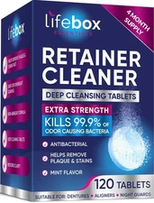 Retainer Cleaner Tablets - 120 Denture Cleaning 120 (Pack of 1) 