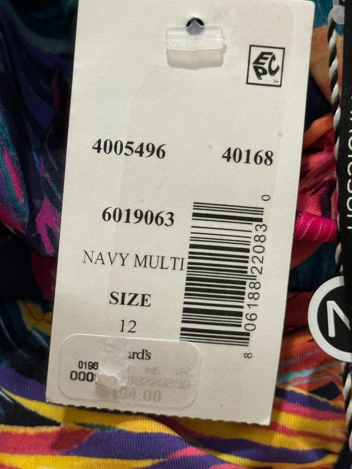 Traje de baño de una pieza Magicsuit by Miraclesuit 12 nuevo con etiquetas azul marino multi tropical acanalado Foto 3 de 4