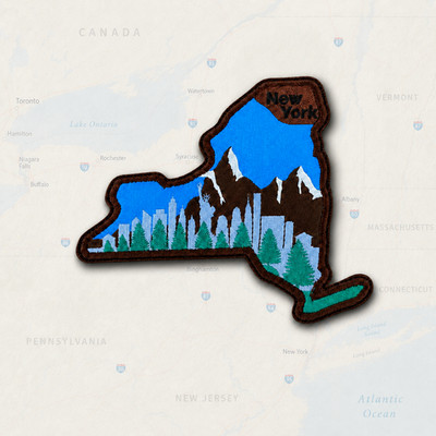 New York State Shape Iron On Patch 3.5 X 3 Inches Statue Of Liberty NYC