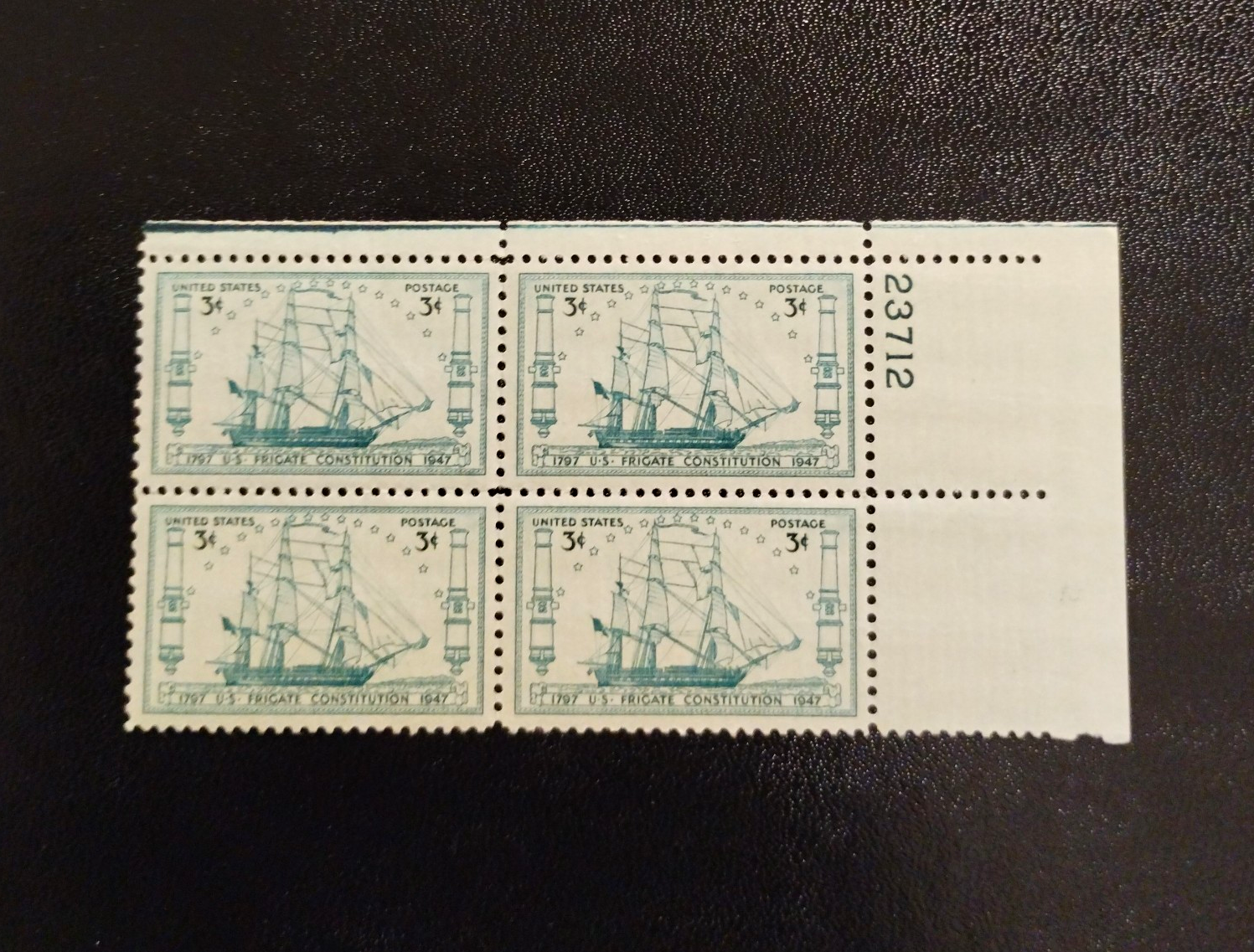 United States Frigate Constitution 3¢ Green Plate Block of 4 MNH #2372