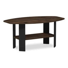 Pemberly Row Engineered Wood Simple Design Coffee Table in Columbia Walnut/Black