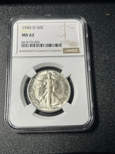 1945 d walking liberty half dollar NGC MS 62