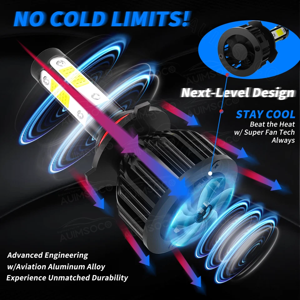 For 1991-1998 Chevrolet C3500HD 6x LED Headlight High Low Lamp + Fog Beam Bulb - Image 2 of 4