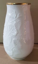 Vintage Lenox Morning Glory Floral Ceramic Vase with 24k Gold Hand Painted Trim 