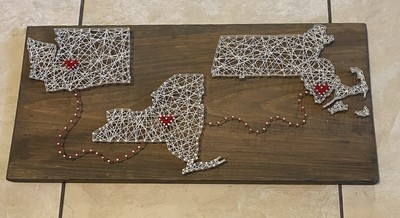 4 State Heart String Art Massachusetts/New Hampshire/Vermont & New York 2ft X 11