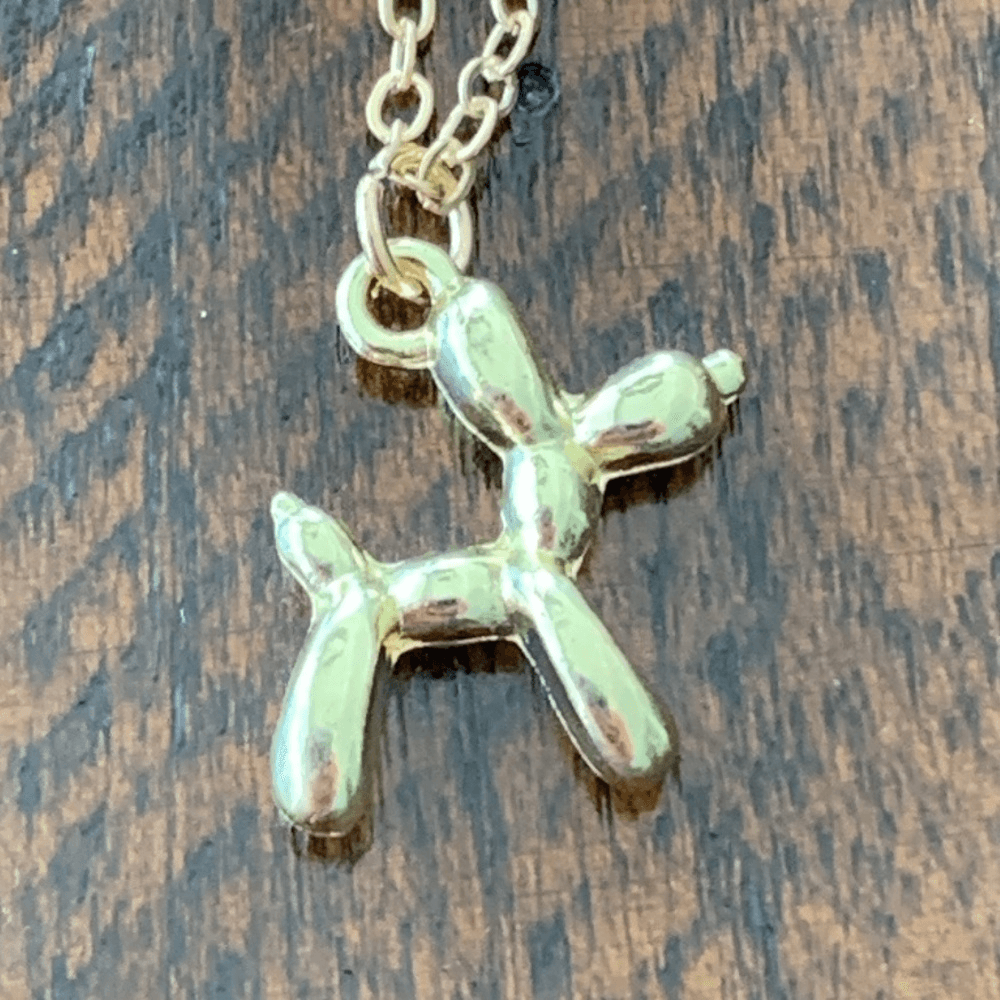 Men's Gold Balloon Dog Charm Pendant Necklace Jeff Koons Pop Art
