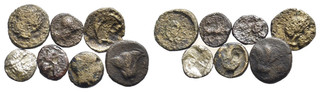 FITZ GREECE LOT 7 GREEK BRONZE SILVER COINS ØNON553