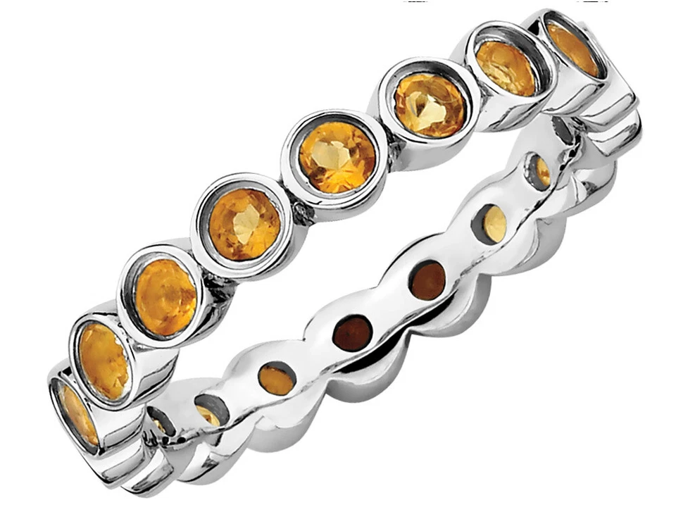 黄水晶戒指 1.25 克拉 (ctw) 纯银