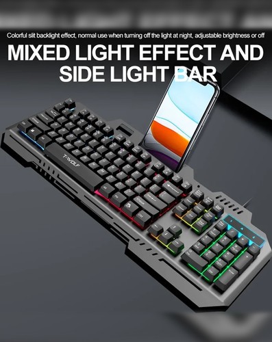 Iron-Plate Lightning Style RGB Full Size Gaming Keyboard (T16) - Picture 1 of 5