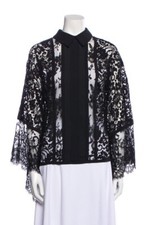 Elie Saab Lace Batwing Black Shirt Blouse Size M