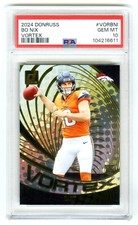 BO NIX~2024 DONRUSS VORTEX PSA-10 GEM-MT HOT GRADED NFL ROOKIE RC CARD #VORBNI