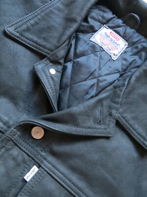 Levi's Jacke Lederjacke Gr. M Schwarz ! Schwere Leder Jeansjacke gefüttert TOP !