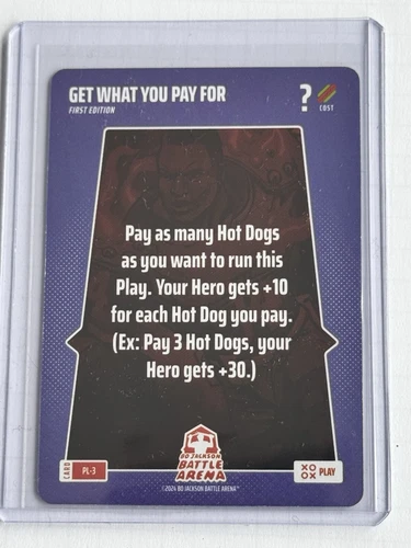 Bo Jackson Battle Arena GET WHAT YOU PAY FOR First Edition Play Card PL-3