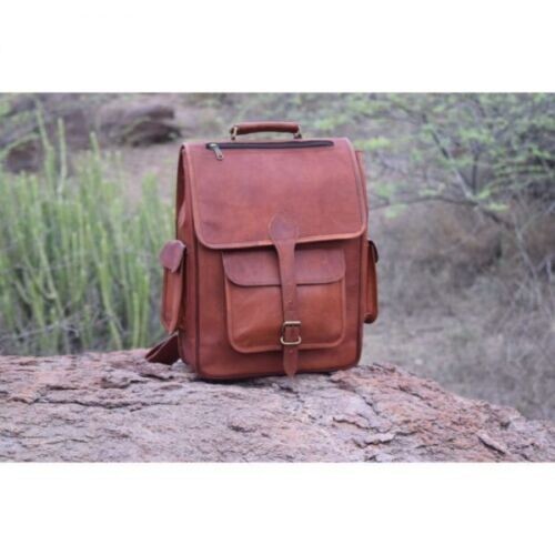 Leather Backpack Men Laptop Computer Rucksack Vintage Travel Bag
