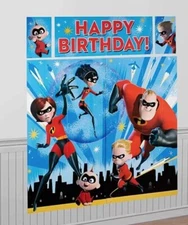 Incredibles2 Scene Setter Wall Decorating Kit birthday Poster +12 Props Disney