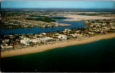 Vintage Postcard Aerial View Miami Beach Florida Scenic Coastline