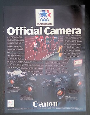 Print Ad 1980's Canon Camera Official 1984 Olympics 35mm A1 AE-1