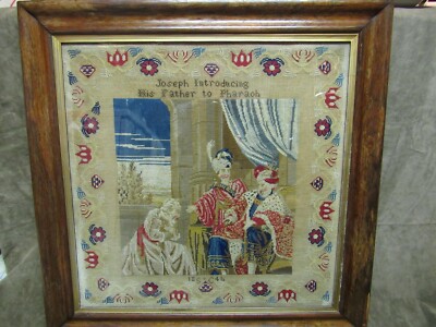 Rare 19th Century American Sampler Joseph Father Pharaoh CS 1846 Needlework