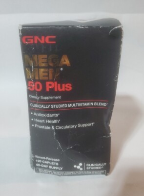 GNC Multivitamins Mega Men 50 Plus - New Sealed 120 Caplets EXP 7/2025