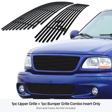 Fits 1999-2003 Ford Lightning Bar Black Billet Grille Insert Combo