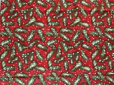 Pine Branches Winter Miracle Christmas Snow Fabric By the Yard x 44" Cotton