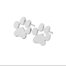 Women's Fashion Jewelry Dog Puppy Paw Print Silver Color Stud Earrings 10-2