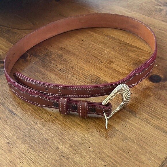 Vintage Red, Brown and Gold Tony Lama Belt | eBay