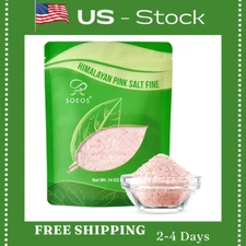 Soeos Himalayan Pink Salt, Fine Grain, 16 Oz (1 Pound), Pink Himalayan Sea Salt,