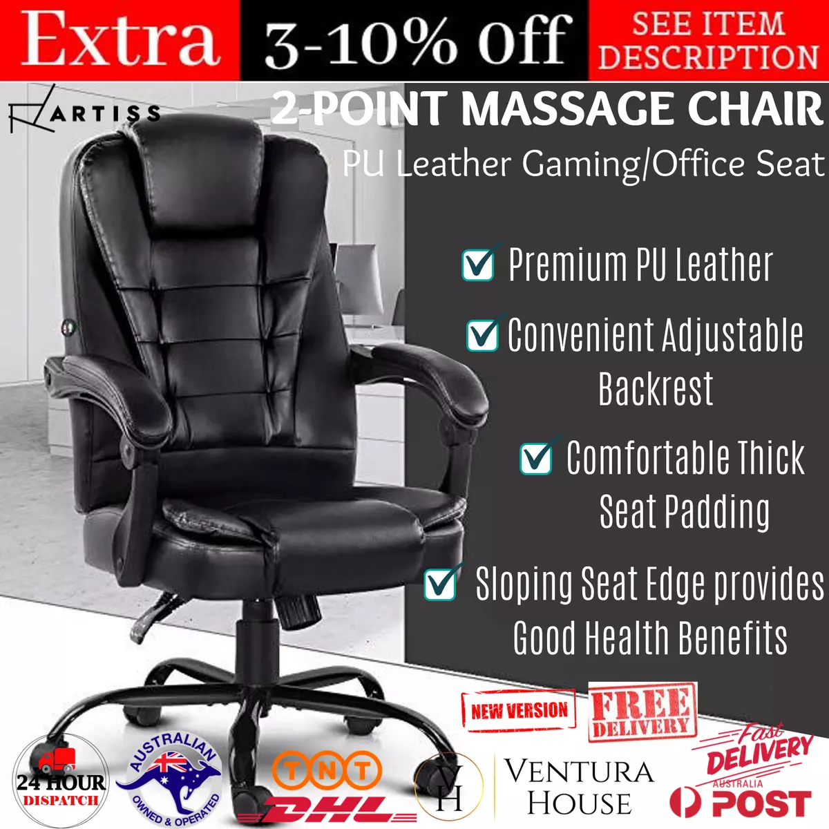 Artiss 2 Point Massage Executive Home Office Chair Computer PU