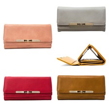 Ladies Bar Detail Straight Wallet Bag Women Card Slots Purse Clutch Handbag W609