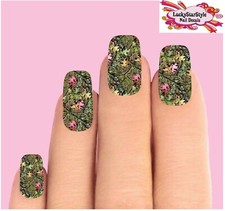 Waterslide Full Nail Decals Set Of 10 -  Mossy Oak Realtree Green Pink Leaves