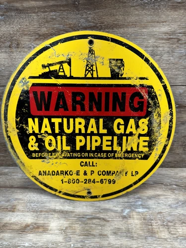 Vintage Anadarko Natural Gas & Oil Pipeline Sign 12” Aluminum