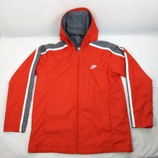 Vintage Nike Jacket Size XL 18-20 Boys Orange Full Zip Hoodie Windbreaker