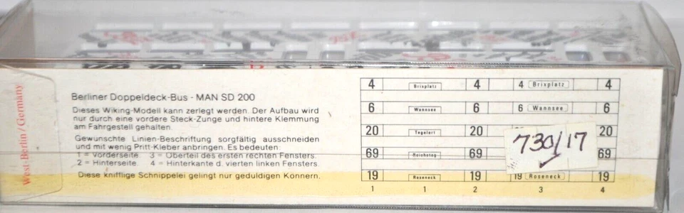 Autobús de doble cubierta Wiking 730 (730/17) MAN SD 200 ("BZ") - NUEVO con CAJA Foto 4 de 4