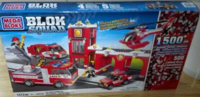 Mega Bloks Fire Station Bonus Set 1500+ Pieces 5 Figures 4 Vehicles Blok Squad