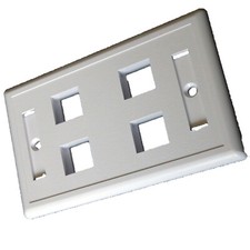 100 -4 Port Keystone Faceplate White w/Windows RJ45 Cat6 Faceplate USA Seller