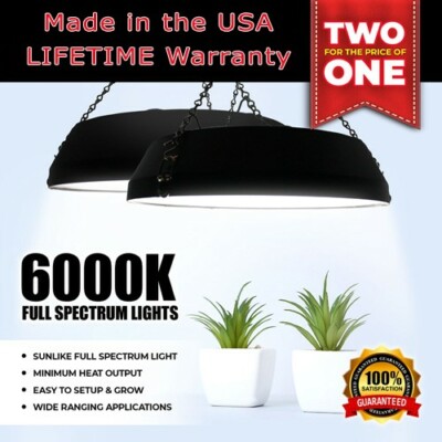 GROWLITE 2-Pack Hanging Grow Light 6000K Full Spectrum Lights For Indoor Plants