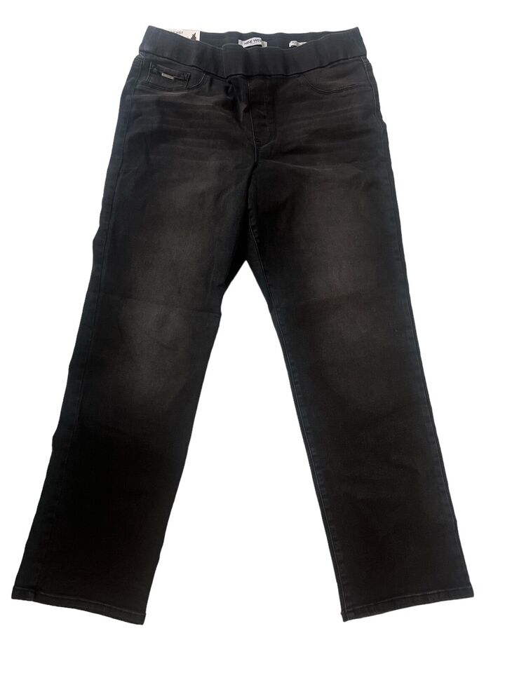 Nine West Jeans Heidi Pull-On Straight Leg Black Denim Jeans Pants ...