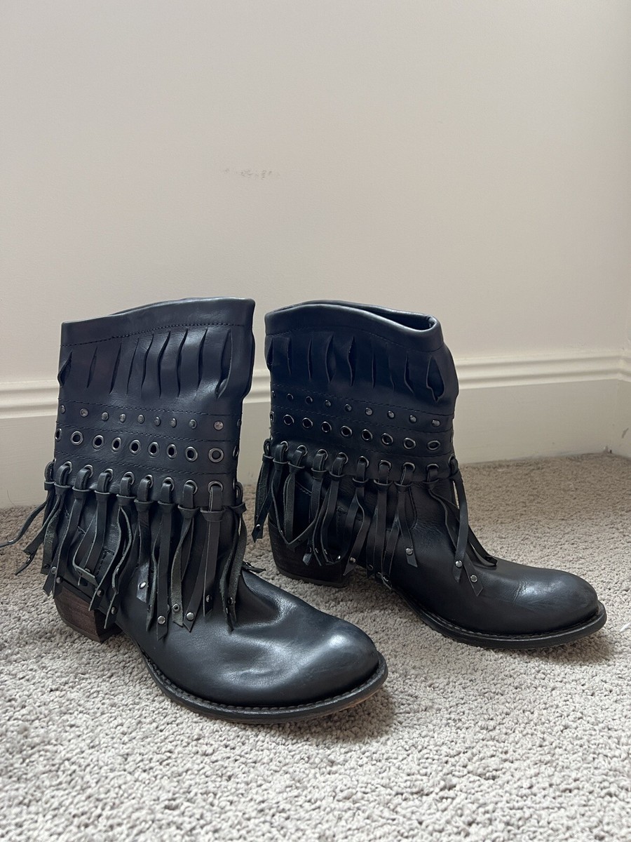 90s Vintage Guess by Marciano Western Black Leather Cowboy Cowgirl