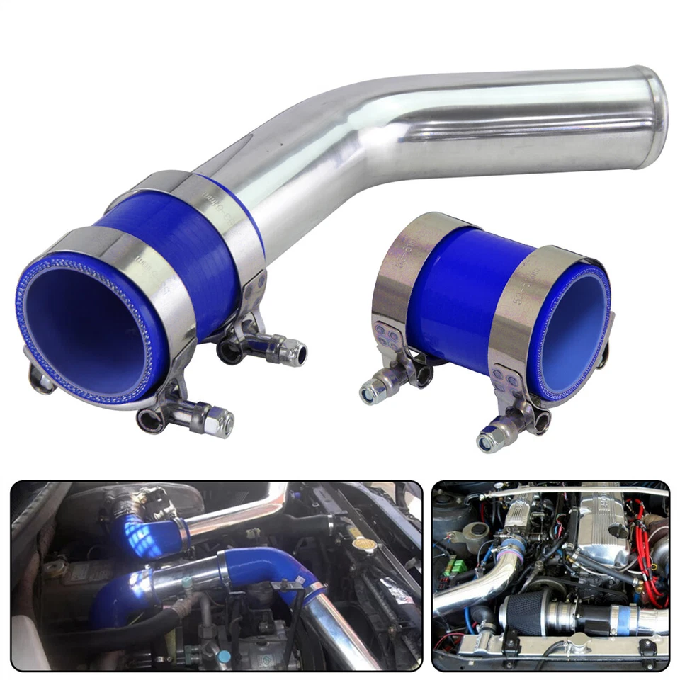 Tubo intercooler turbo de aluminio 45 grados 51 mm 2,0" + manguera de silicona + abrazadera BK Foto 4 de 4