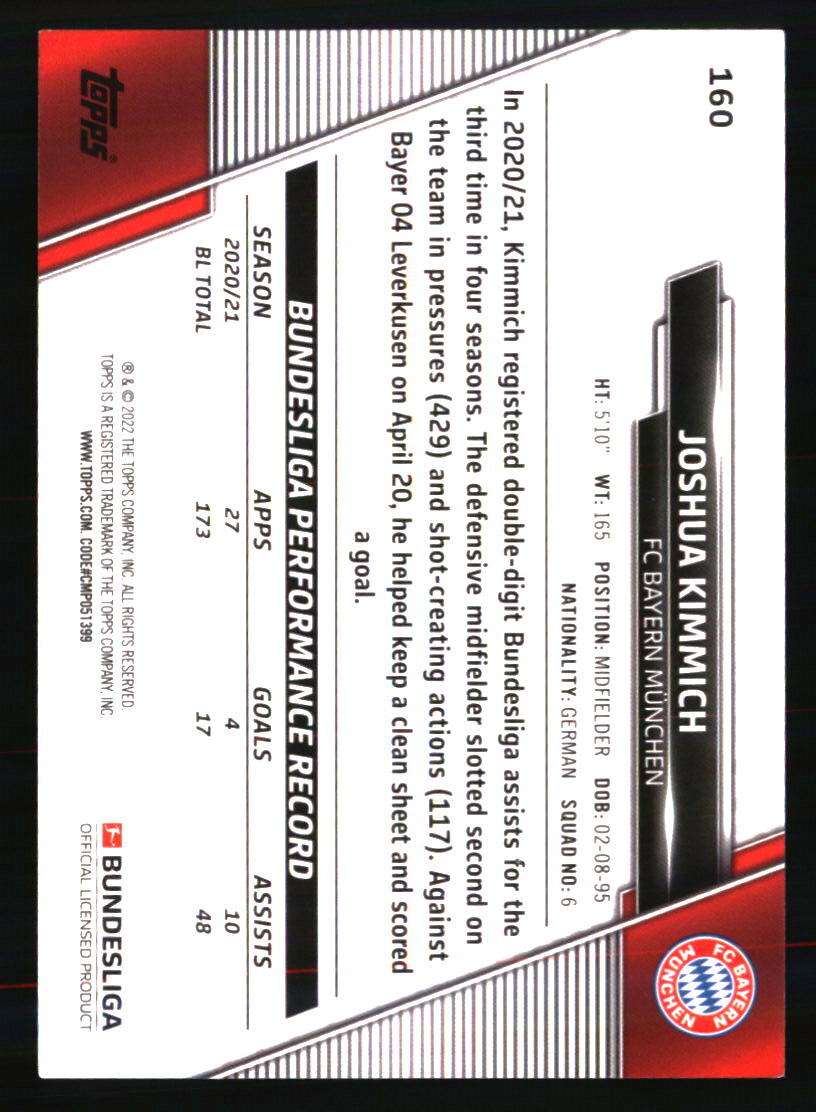 Joshua Kimmich 2021-22 Topps Bundesliga #160 SOCCER Card | eBay