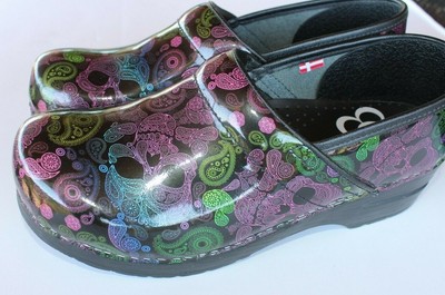 sugar skull nursing clogs