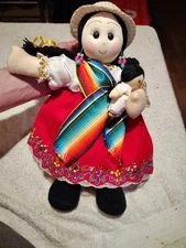 Handmade Doll Mom Baby Hat Folk Art Traditional Outfit