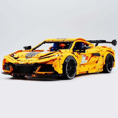 CADA Technic Corvette C8, Race Car Model Building Kit, 1:8, Bumblebee Yellow
