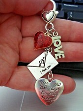 3 1/8" Drop Key Ring Dangle Glitz "You are Always in My Heart" Charms Sparkle