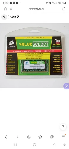 CORSAIR 1GB 200-Pin DDR2 SO-DIMM DDR2 667(PC2 5300) Laptop Memory VS1GSDS667D2