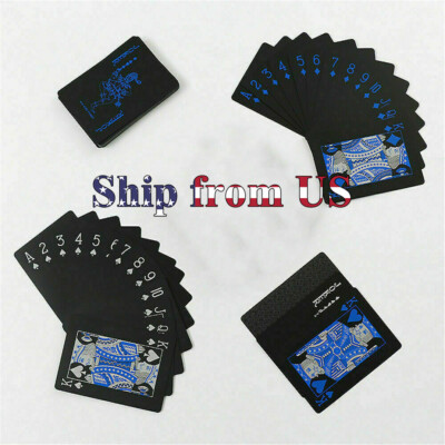 Plastic Poker Playing Cards Table Game Magic Props Durable Waterproof PVC Black