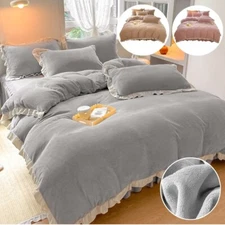 3Pcs Velvet Duvet Cover Set with Pillow Sham Twin Queen Size Bedding Set