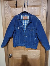 Classic Levi’s Denim Trucker Jacket Plaid Flannel Lined USA Made Men Size Medium